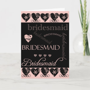 Convite Você será minha dama de Bridesmaid rosa e negra