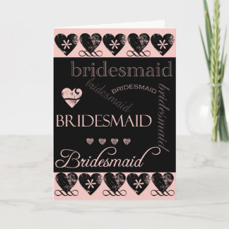Convite Você será minha dama de Bridesmaid rosa e negra