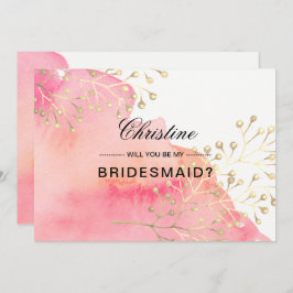 Convite Você será minha dama de Bridesmaid? Rosa | Peach W