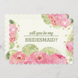 Convite Você será minha dama de Bridesmaid? Rosas romântic