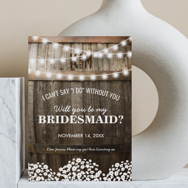 Convite Você será minha dama de Bridesmaid? | Rustic Count (Criador carregado)