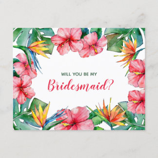 Convite Você será minha dama de Bridesmaid Tropical Havaia