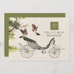 Convite Você será minha dama de Bridesmaid? Vintage Art Bu