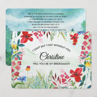 Convite Você será minha dama de Bridesmaid? Wildflower