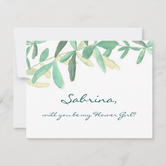 Convite Você Será Minha Dama de Flores Botânica Moderna (Frente)