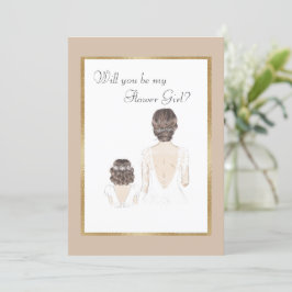 Convite Você Será Minha Dama de Flores Casamento Dourado