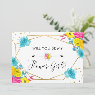 Convite Você Será Minha Dama de Flores Casamento Flores de