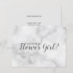 Convite Você Será Minha Dama de Flores? Escrito em Mármore