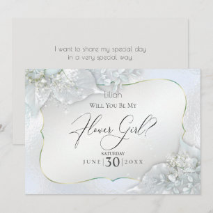 Convite Você Será Minha Dama de Flores Icy Blue Shimmer