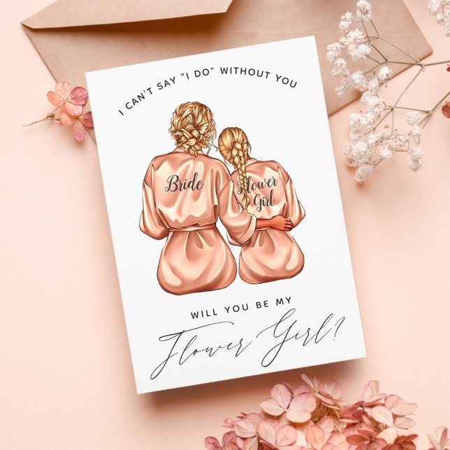 Convite Você Será Minha Dama de Flores? Meninas em Robes d (Criador carregado)