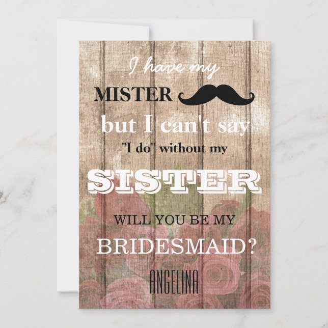 Convite Você será minha dama de honra? (Frente)