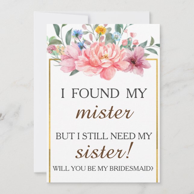 Convite Você será minha dama de honra? (Frente)