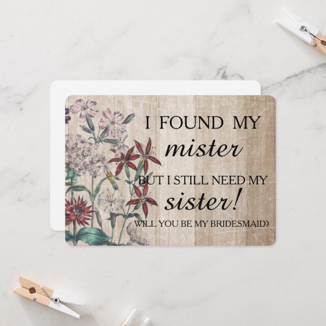 Convite Você será minha dama de honra? (Frente/Verso In Situ)