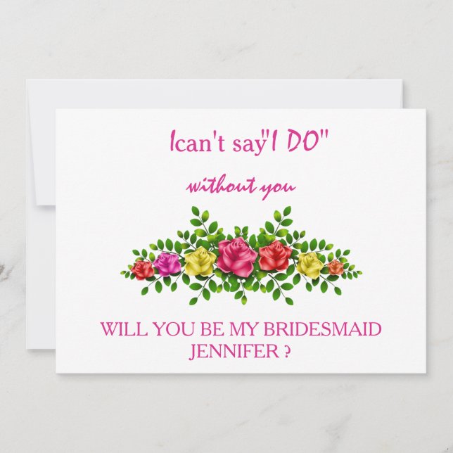 Convite Você será minha dama de honra? (Frente)