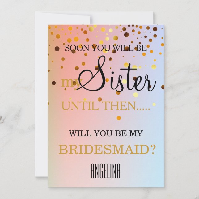 Convite Você será minha dama de honra? (Frente)