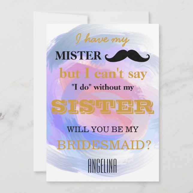 Convite Você será minha dama de honra? (Frente)