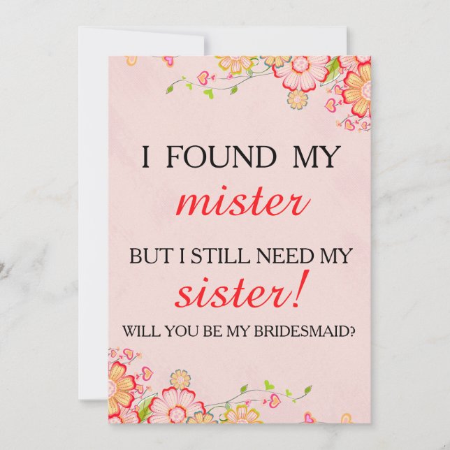 Convite Você será minha dama de honra? (Frente)