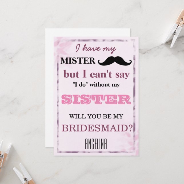 Convite Você será minha dama de honra? (Frente/Verso In Situ)