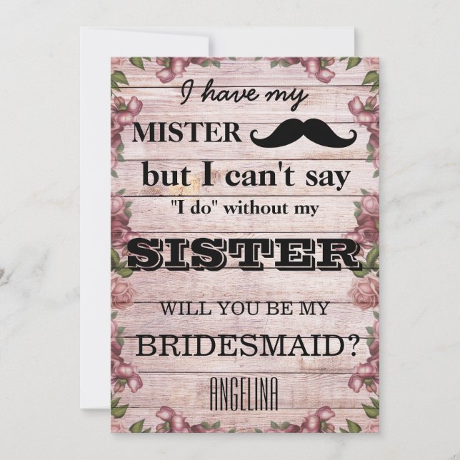 Convite Você será minha dama de honra? (Frente)