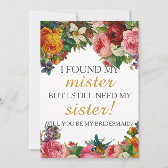 Convite Você será minha dama de honra? (Frente)