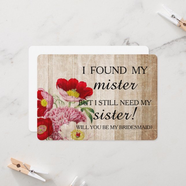 Convite Você será minha dama de honra? (Frente/Verso In Situ)