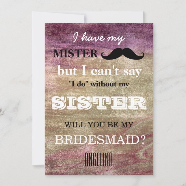 Convite Você será minha dama de honra? (Frente)