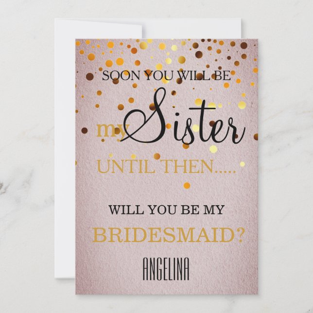 Convite Você será minha dama de honra? (Frente)