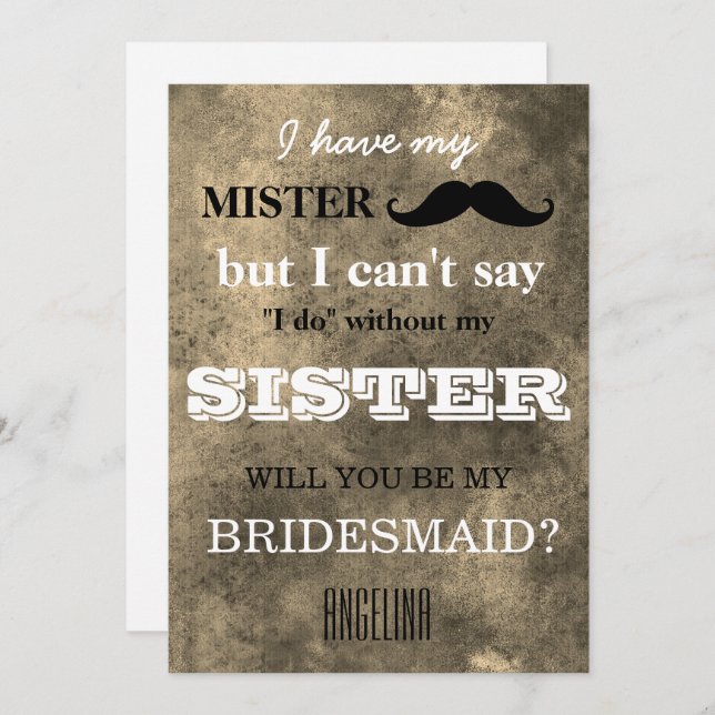 Convite Você será minha dama de honra? (Frente/Verso)