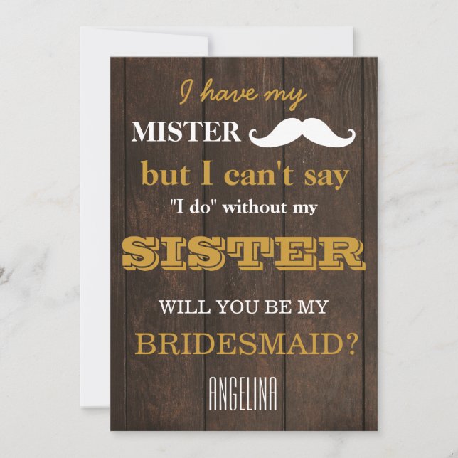 Convite Você será minha dama de honra? (Frente)