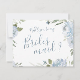 Convite Você será minha dama de honra azul floral