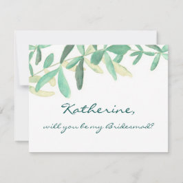 Convite Você Será minha Dama de Honra Botânica Moderna