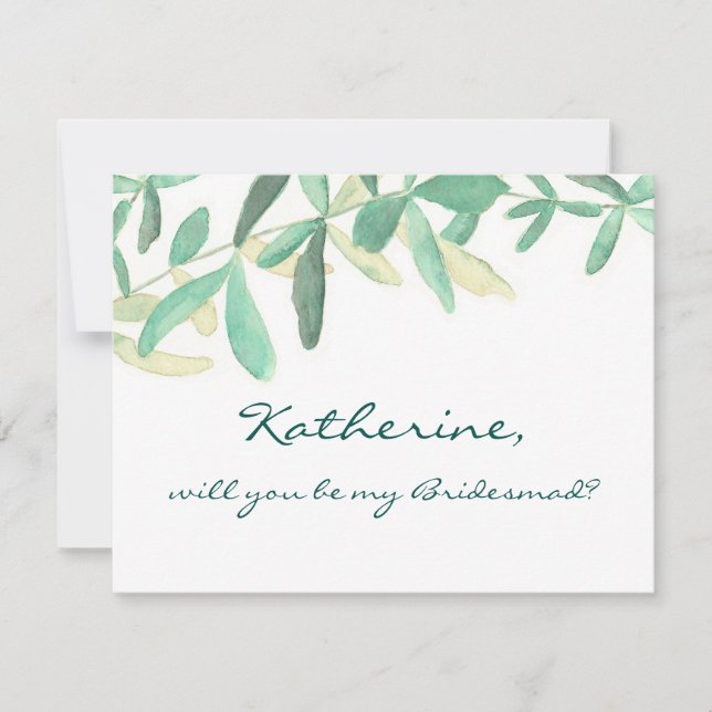 Convite Você Será minha Dama de Honra Botânica Moderna (Frente)