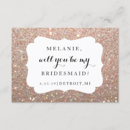 Convite Você será minha dama de honra - brilho do rosa do