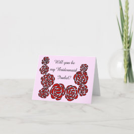 Convite Você será minha dama de honra com nome e rosas