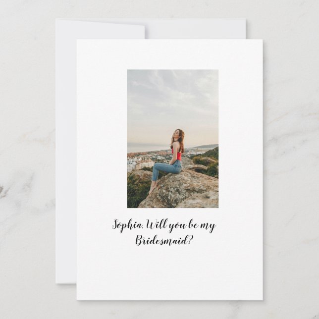 Convite Você será minha Dama de Honra foto elegante modern (Frente)