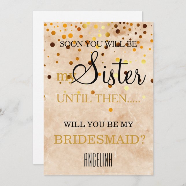 Convite Você será minha dama de honra? Fundo Marble (Frente/Verso)