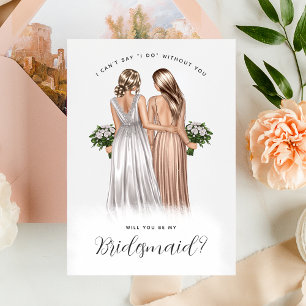 Convite Você Será Minha Dama de Honra? Garotas em Vestidos