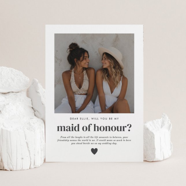 Convite Você Será Minha Dama de Honra Proposta de Foto (Zazzle Will You Be My Maid of Honour Photo Proposal Invitation )