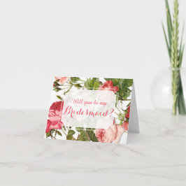 Convite Você será minha dama de honra? Romance floral do
