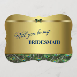 Convite Você Será Minha Donzela? Peacock Ouro Personaliz