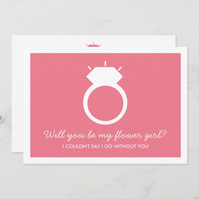 Convite Você Será Minha Flor? Placa Anel Rosa (Frente/Verso)