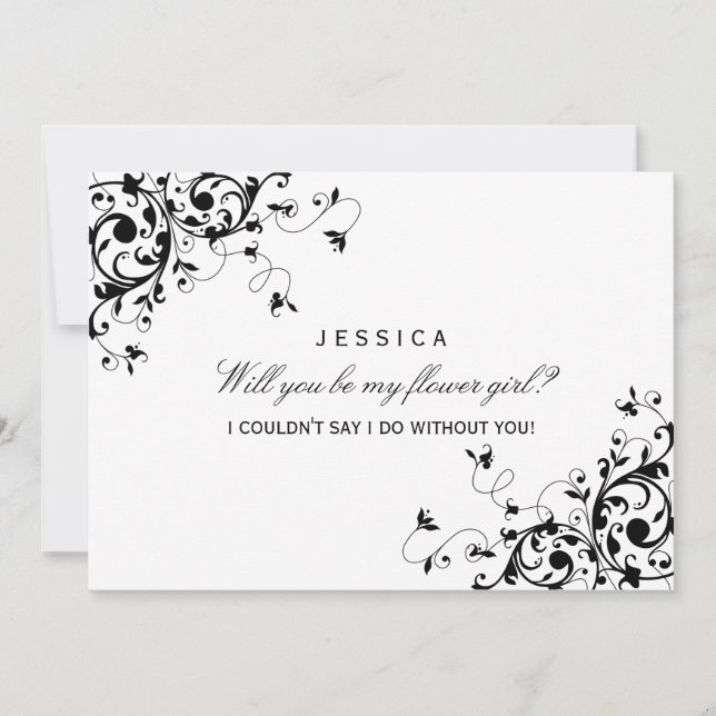 Convite Você Será Minha Flor? Rochas Pretas e Brancas (Frente)