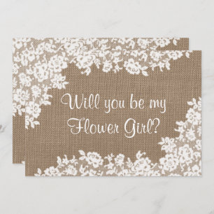 Convite Você Será Minha Flor? Rustic Burlap & Lace
