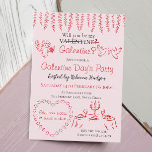 Convite Você Será Minha Galentine? Festa do Dia das Galent