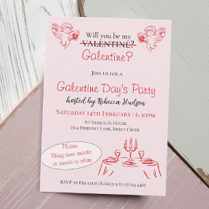 Convite Você Será Minha Galentine? Festa do Dia das Galent