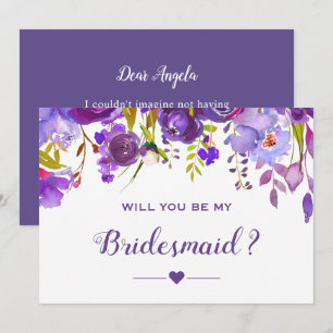 Convite Você Será Minha Garota Violeta Roxo Floral