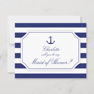 Convite Você Será Minha Madrinha de casamento De Azul De