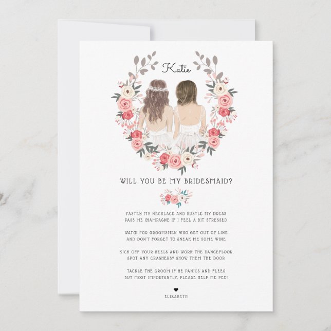 Convite Você será minha Madrinha de casamento de Bridesmai (Frente)