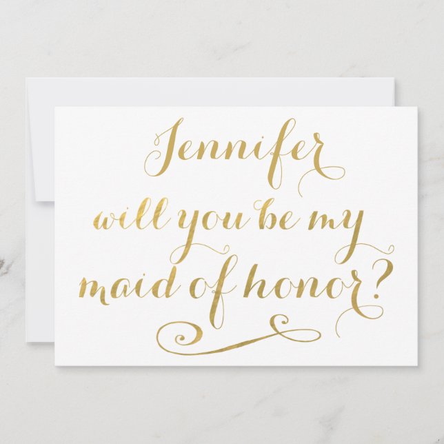 Convite Você Será Minha Madrinha de casamento De Caligrafi (Frente)