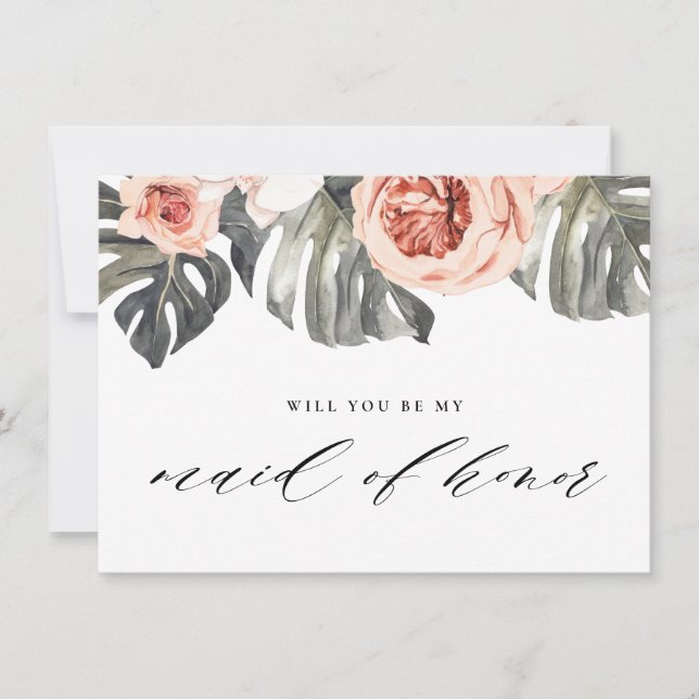 Convite Você Será Minha Madrinha de casamento De Trópicos  (Frente)